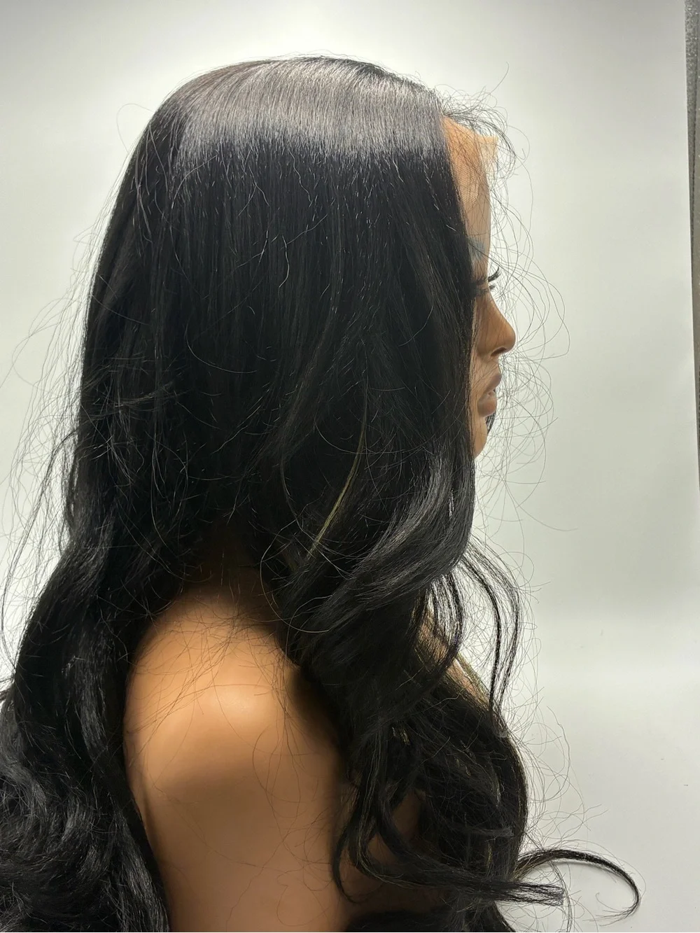 Black Long Wavy Lace Front Wig - Women Hair. Synthetic